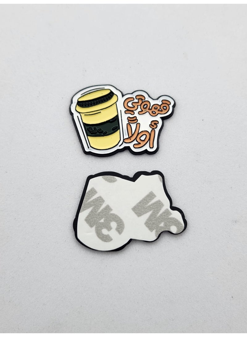 Kipfy my coffee first Logo  Metal Sticker  Decorative Travel Theme Badge for mobile,laptop Backpacks,Accessories Fans Stickers Display for I pad,and Collectors Walls, Doors, Cars, Trucks, Motorcycles Fridge - Image 2